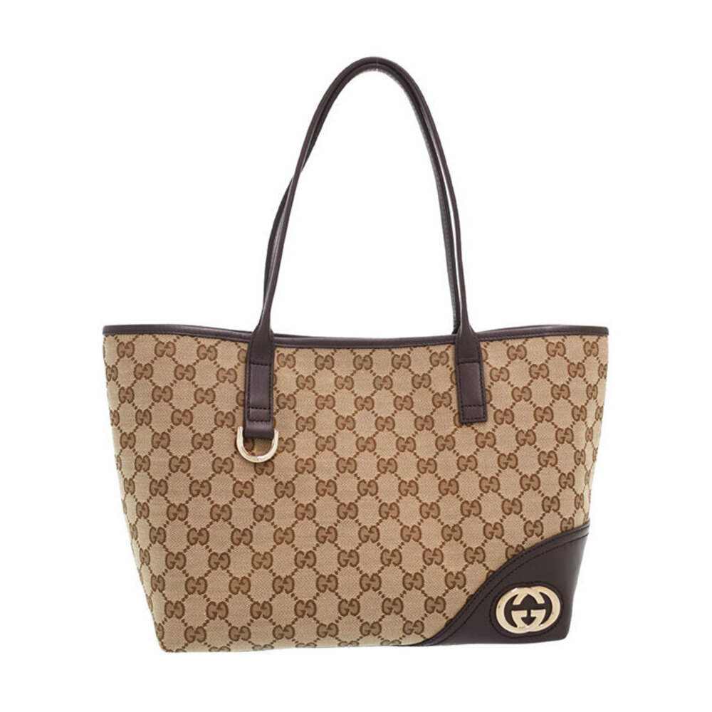 Gucci Tote GG monogram Britt Canvas Bag mocha canvas brown leather - Picture 2 of 5